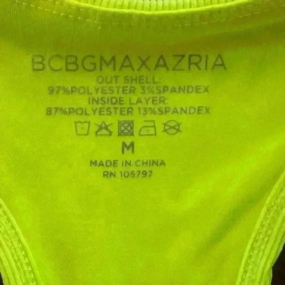 BCBGMaxAzria Neon Yellow Tie Front “Ballerina” Top With Sports Bra Medium EUC! - Picture 11 of 11